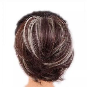 Elegant Brown and Silver Women's Hair Wig
